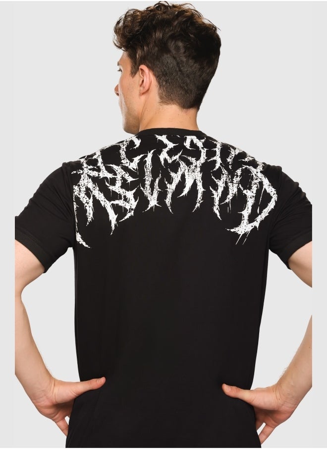 Musclemind Men's Printed V-Neck Regular Fit T-Shirt with Super Soft, Mesh Panels,Long-Lasting Colour, Wrinkle Resistant Stretchable Fabric, for All Day Comfort  - Image 2