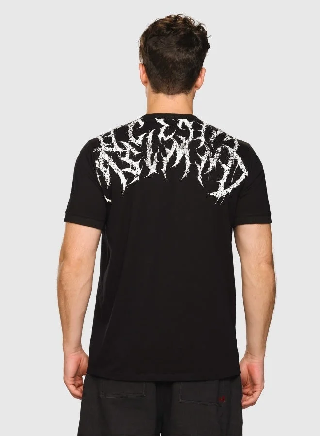 Musclemind Men's Printed V-Neck Regular Fit T-Shirt