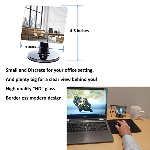 WatchYrBack Desk and Cubicle Mirror to see behind you, CONICAL SHAPED Stand with detachable Wide Angle real glass Mirror, SMALL & DISCRETE, beautiful design, perfect curvature for an exceptionally clear view - Image 2