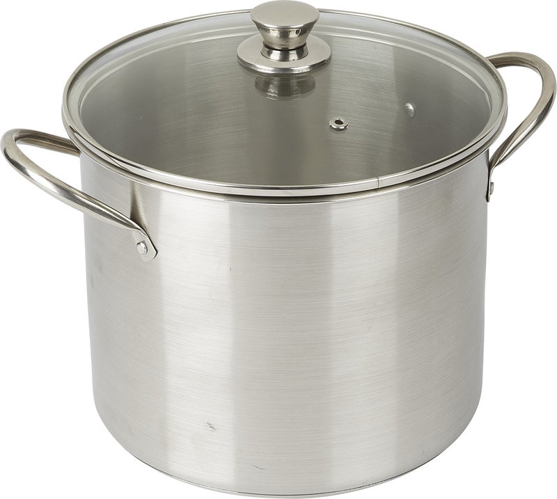 وعاء طهي ديلوكس من ستانلس ستيل مع غطاء زجاجي 8 كوارت فضي