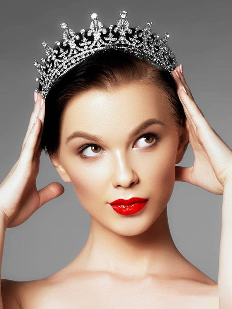 Cocide Silver Jewelry Set for Women Crystal Tiara and Necklace Kit for Girls Rhinestone Crown Earrings Neck Accessories for Bride Wedding Birthday Party Bridal Prom Bridesmaid Dress up - Image 2