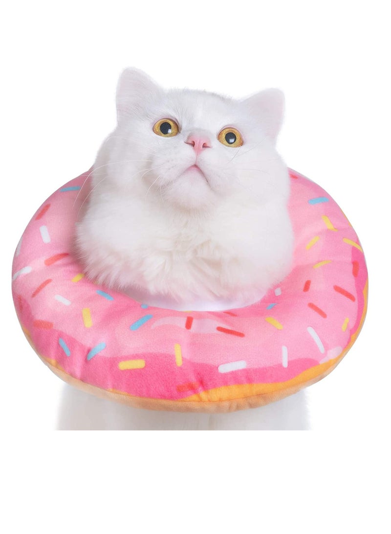 Excefore Adjustable Cat Recovery Collar Soft Cone for and Small Dogs Wound Healing Protective Elizabethan After Surgery Cute Donut (PINK) - Image 1