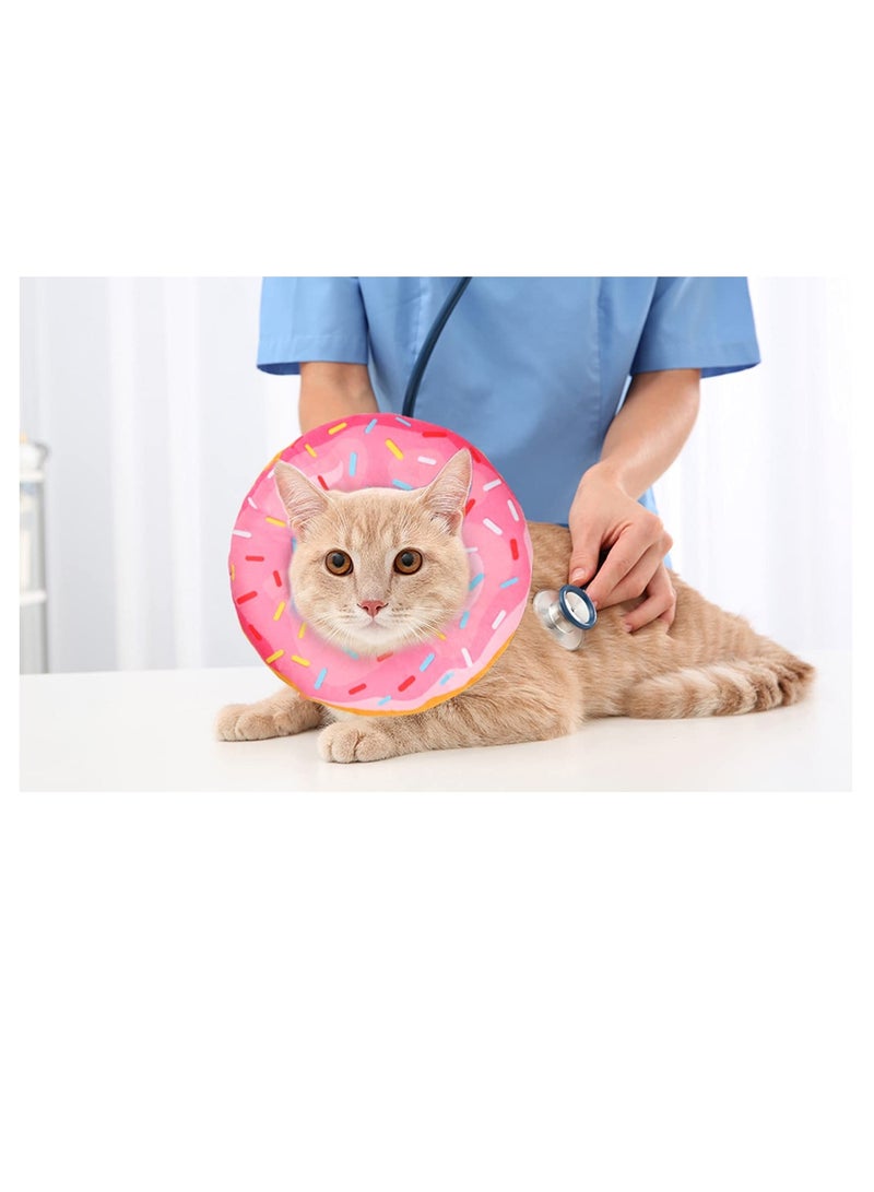 Excefore Adjustable Cat Recovery Collar Soft Cone for and Small Dogs Wound Healing Protective Elizabethan After Surgery Cute Donut (PINK) - Image 3
