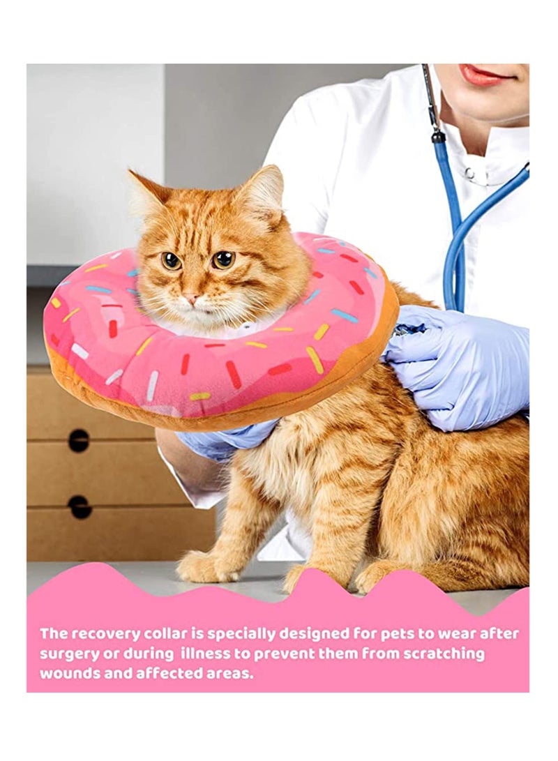 Excefore Adjustable Cat Recovery Collar Soft Cone for and Small Dogs Wound Healing Protective Elizabethan After Surgery Cute Donut (PINK) - Image 4