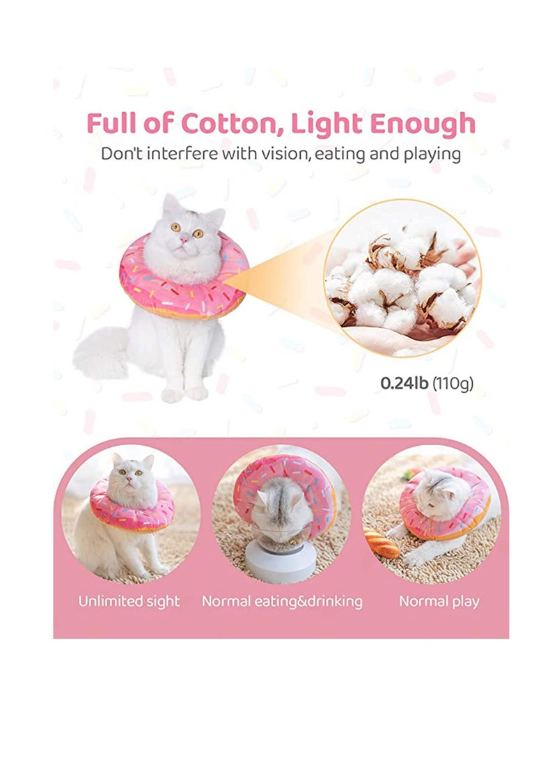 Excefore Adjustable Cat Recovery Collar Soft Cone for and Small Dogs Wound Healing Protective Elizabethan After Surgery Cute Donut (PINK) - Image 5