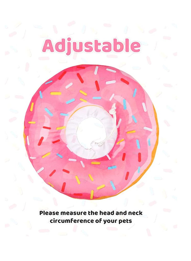 Excefore Adjustable Cat Recovery Collar Soft Cone for and Small Dogs Wound Healing Protective Elizabethan After Surgery Cute Donut (PINK) - Image 2