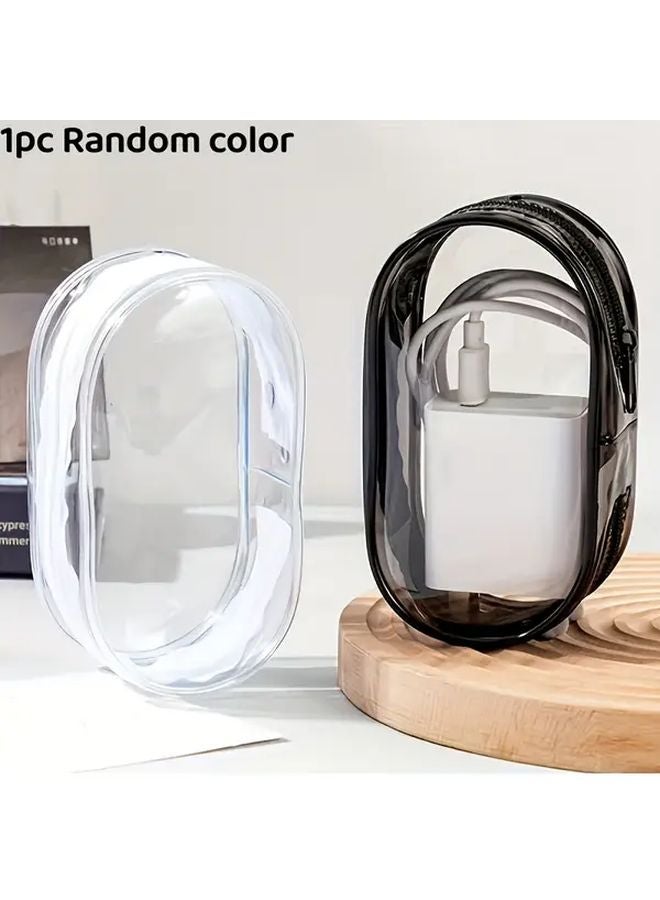 1 قطعة حقيبة تخزين شاحن كابل محمولة شفافة بألوان عشوائية، منظم سفر - Image 1