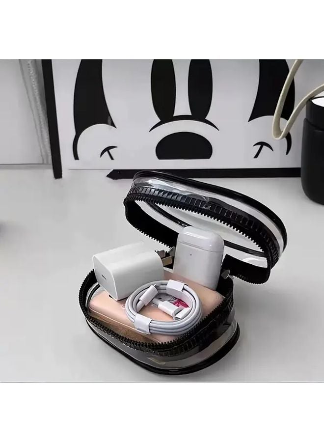 1 قطعة حقيبة تخزين شاحن كابل محمولة شفافة بألوان عشوائية، منظم سفر - Image 5