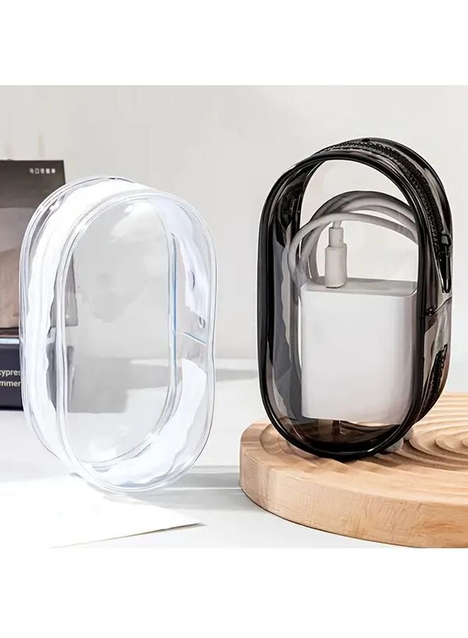 1 قطعة حقيبة تخزين شاحن كابل محمولة شفافة بألوان عشوائية، منظم سفر - Image 4