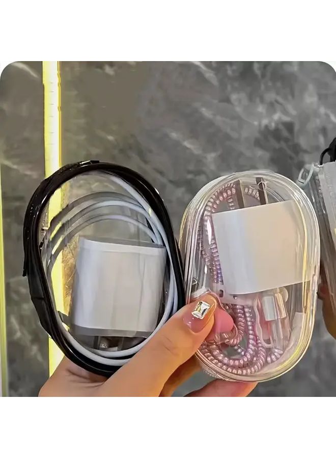 1 قطعة حقيبة تخزين شاحن كابل محمولة شفافة بألوان عشوائية، منظم سفر - Image 2