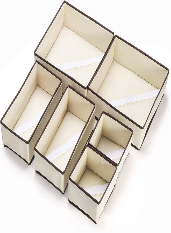 TGOPIT Non-Woven Foldable Cloth Storage Box Closet Dresser Drawer Organizer Cube Basket Bins Containers Divider with Drawers for Clothing for Underwear,Bras,Socks,Ties,Scarve,Set of 6 (Beige) - Image 1