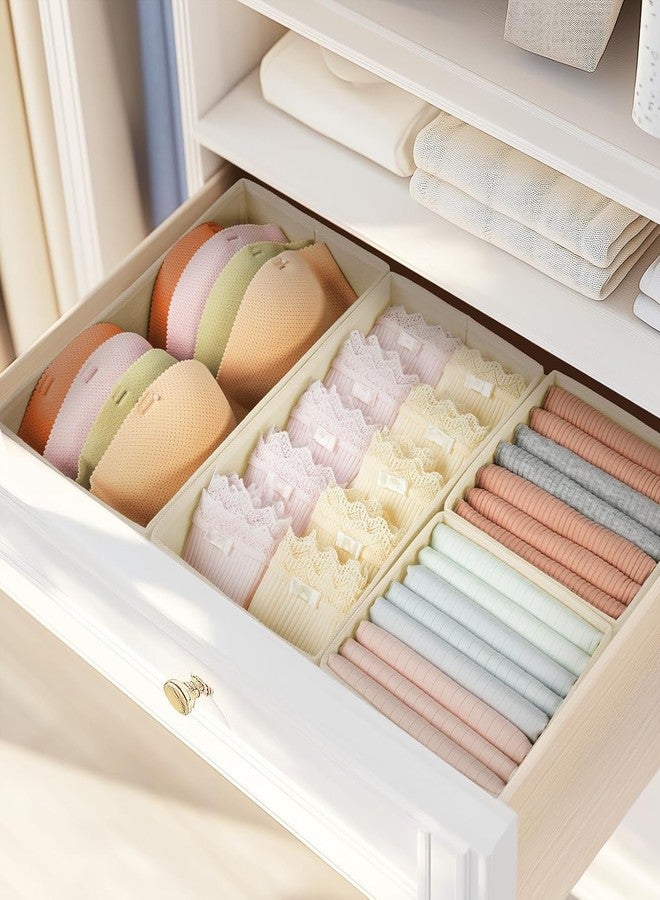 TGOPIT Non-Woven Foldable Cloth Storage Box Closet Dresser Drawer Organizer Cube Basket Bins Containers Divider with Drawers for Clothing for Underwear,Bras,Socks,Ties,Scarve,Set of 6 (Beige) - Image 5