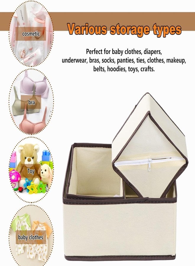 TGOPIT Non-Woven Foldable Cloth Storage Box Closet Dresser Drawer Organizer Cube Basket Bins Containers Divider with Drawers for Clothing for Underwear,Bras,Socks,Ties,Scarve,Set of 6 (Beige) - Image 2
