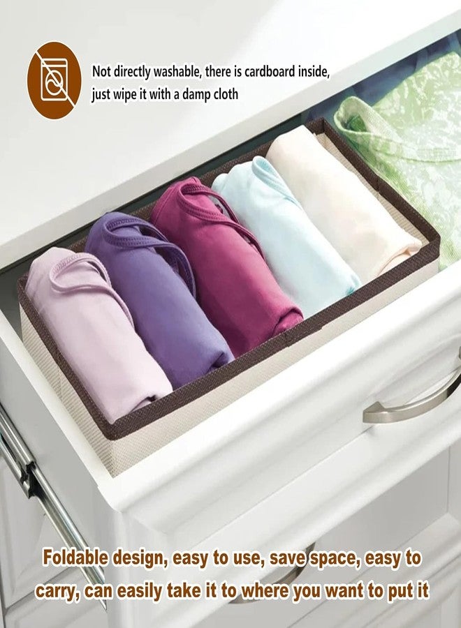 TGOPIT Non-Woven Foldable Cloth Storage Box Closet Dresser Drawer Organizer Cube Basket Bins Containers Divider with Drawers for Clothing for Underwear,Bras,Socks,Ties,Scarve,Set of 6 (Beige) - Image 3