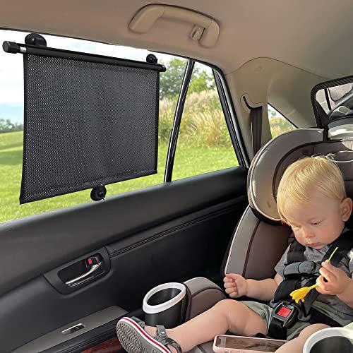 EcoNour Car Side Window Sunshade for Baby (2 Pack) with Headrest Hook | Window Shades for Car Baby | Back Window Sun Shade for Car fits SUV and Trucks (18" x 20") - Image 1