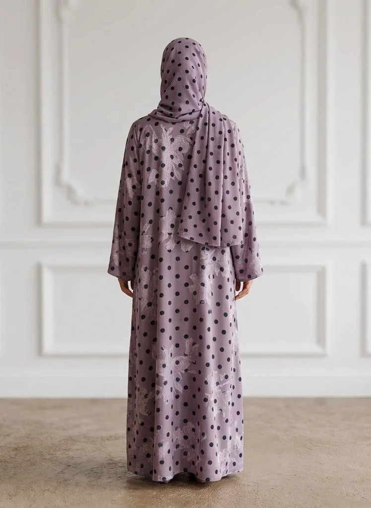 Nukhbaa  Dusty Lavender Shadow Floral Print Abayap-952 for Women | Best Price UAE