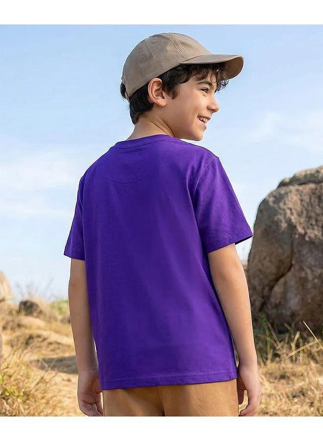Pine Kids Pine Kids Cotton Knit Half Sleeves T-Shirt with Text Print - Purple