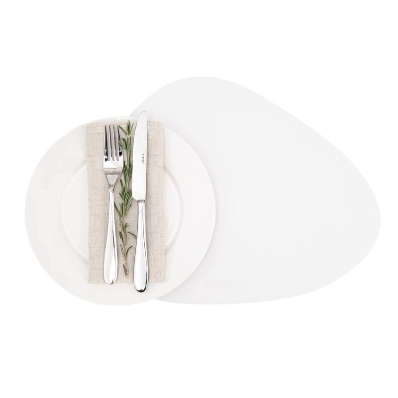 Restaurantware 16 Inch Table Placemats, 6 Egg-Shaped Vinyl Placemats - Embossed, Stain-Resistant, White Vinyl Placemats For Tables, Leather-Like Feel, Protects Surfaces - Restaurantware - Image 1