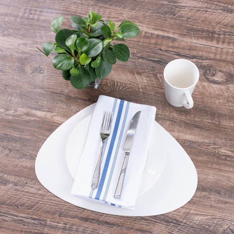 Restaurantware 16 Inch Table Placemats, 6 Egg-Shaped Vinyl Placemats - Embossed, Stain-Resistant, White Vinyl Placemats For Tables, Leather-Like Feel, Protects Surfaces - Restaurantware - Image 3