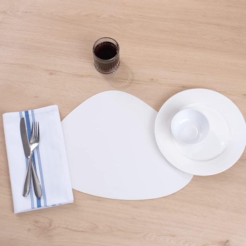 Restaurantware 16 Inch Table Placemats, 6 Egg-Shaped Vinyl Placemats - Embossed, Stain-Resistant, White Vinyl Placemats For Tables, Leather-Like Feel, Protects Surfaces - Restaurantware - Image 4