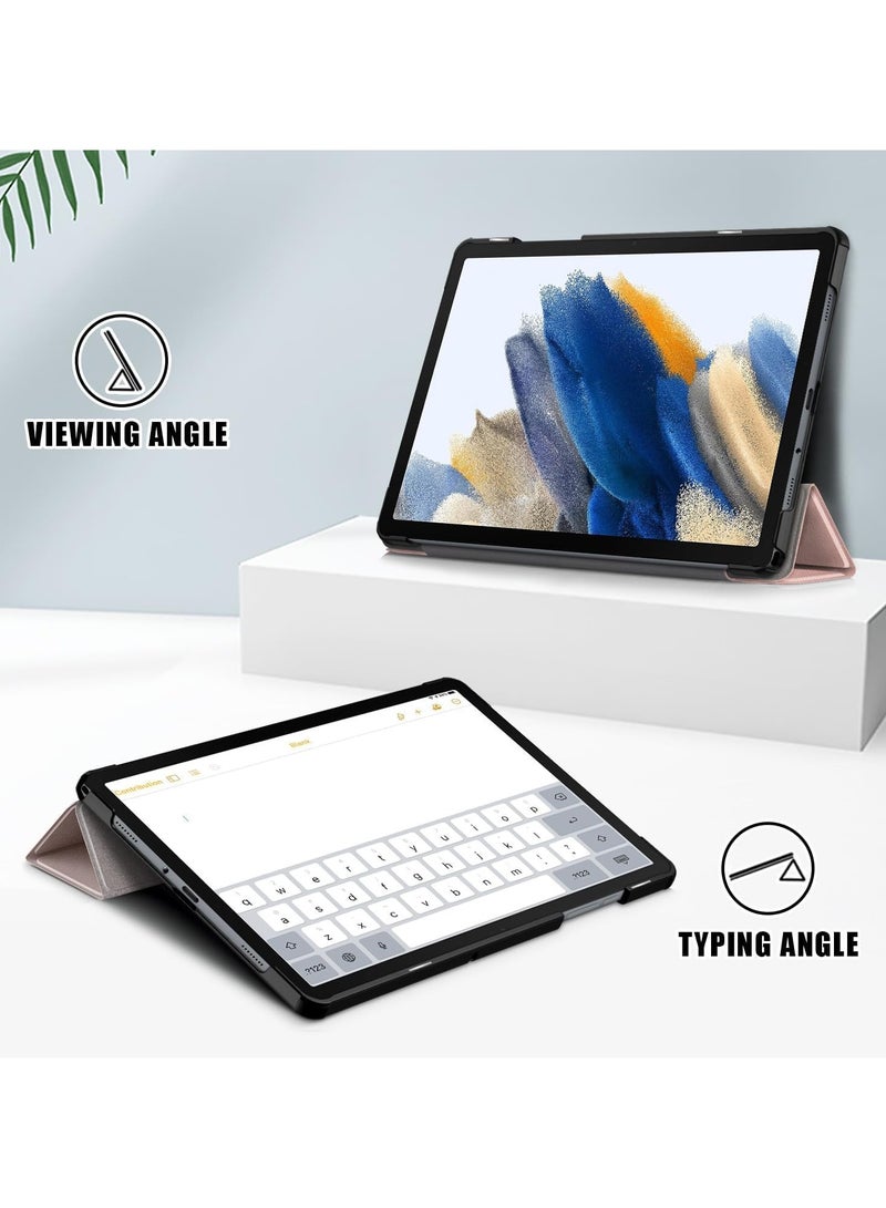 VKL حافظة لهاتف سامسونج جالاكسي تاب A9 2023(SM-X110 SM-X115)، غطاء من جلد البولي يوريثان بزوايا رؤية متعددة، حافظة نحيفة قابلة للطي لهاتف سامسونج جالاكسي تاب A9 8.7 بوصة (ذهبي وردي) - Image 2