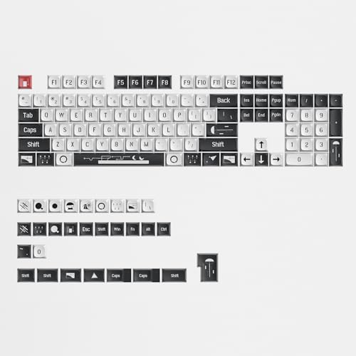 Owpkeenthy 133-Key Minimalist White and Black PBT keycaps, Custom 75 Percent XDA Keycap Set for 60% 65% 75% 96% Fullsize MX Switches Mechanical Keyboard (B White) - Image 1