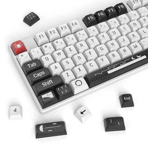 Owpkeenthy 133-Key Minimalist White and Black PBT keycaps, Custom 75 Percent XDA Keycap Set for 60% 65% 75% 96% Fullsize MX Switches Mechanical Keyboard (B White) - Image 2