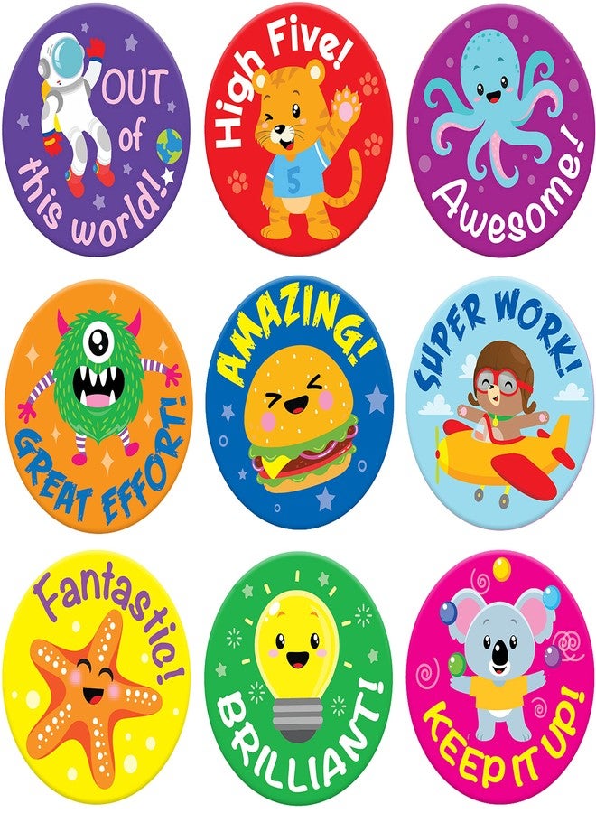Sweetzer & Orange Reward Stickers for Teachers, 1008 Decals for Kids in 9 Designs, 1 Inch School Tags on Sheets, Classroom Teacher Supplies, Potty Training Badges and Motivational Chart - Image 1