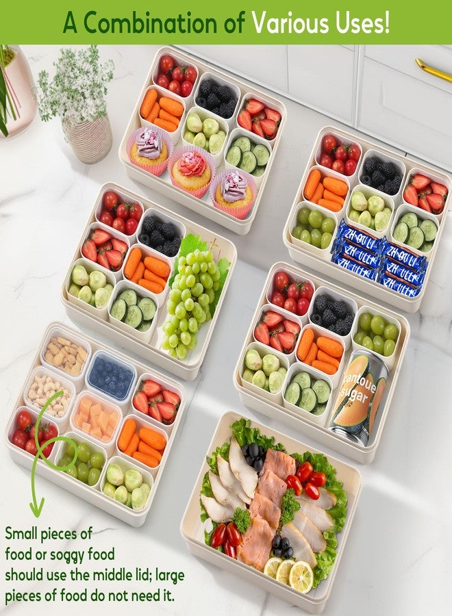 Sunhanny Snackle Box Container for Adults with 9 Compartment, Divided Serving Tray Snack Box Containers with Lid and Handle, Charcuterie Boxes Portable Snack Platter for Fruit Veggie Party Travel, White - Image 2