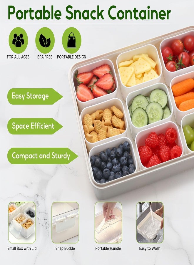 Sunhanny Snackle Box Container for Adults with 9 Compartment, Divided Serving Tray Snack Box Containers with Lid and Handle, Charcuterie Boxes Portable Snack Platter for Fruit Veggie Party Travel, White - Image 4