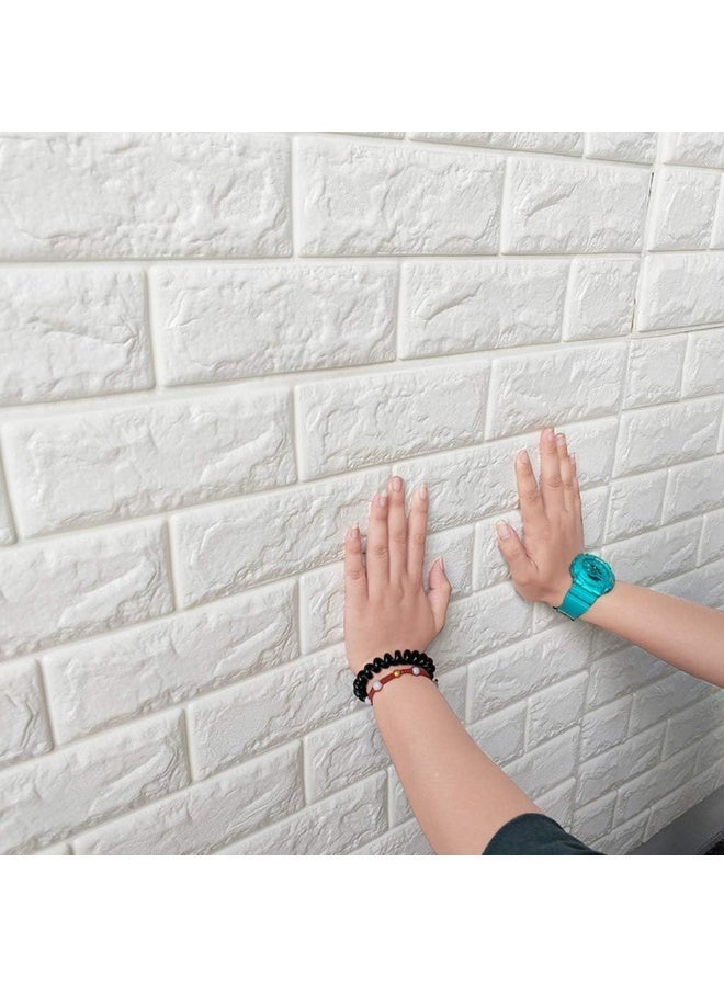 5-Piece 3D White Brick Wall Panels, Self-Adhesive Removable Foam Wallpaper, Waterproof, Moisture-Resistant and Sound-Insulating, 77 × 70 cm, for Living Room, Bedroom and Kitchen - Image 3