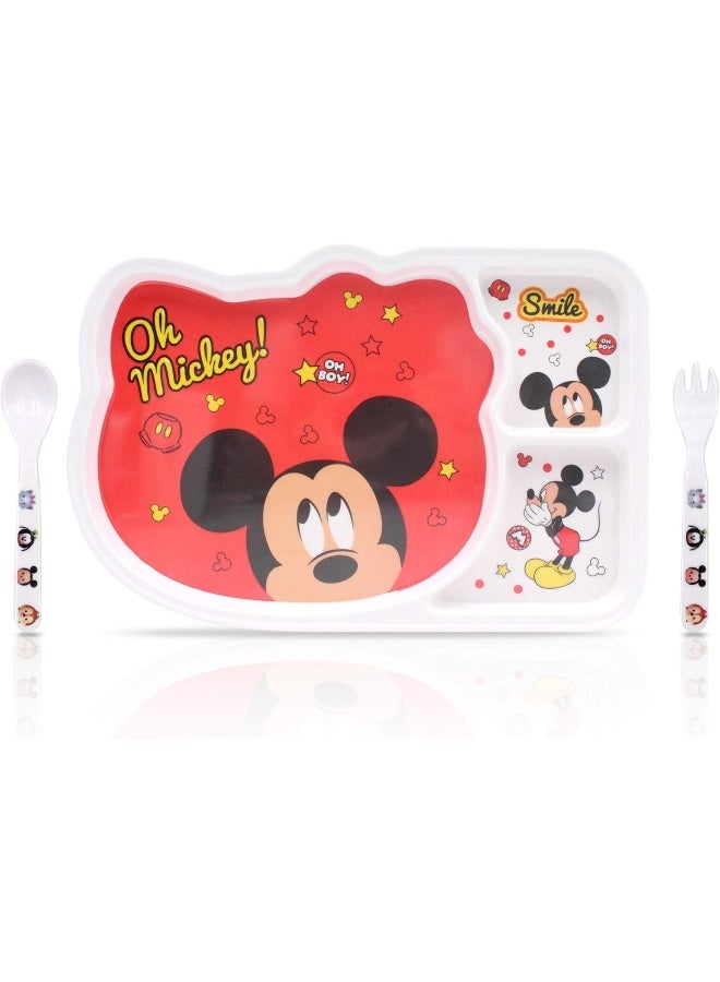 Finex Set of 3 Red Mickey Mouse Mealtime Kids Dinner Meal Dishes Feeding Set - Image 1
