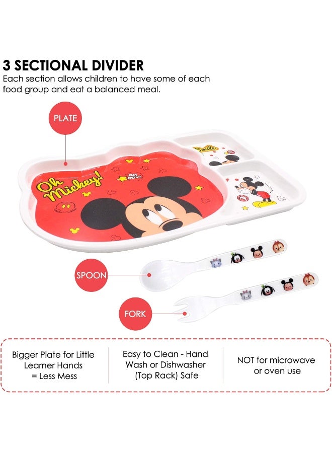 Finex Set of 3 Red Mickey Mouse Mealtime Kids Dinner Meal Dishes Feeding Set - Image 5