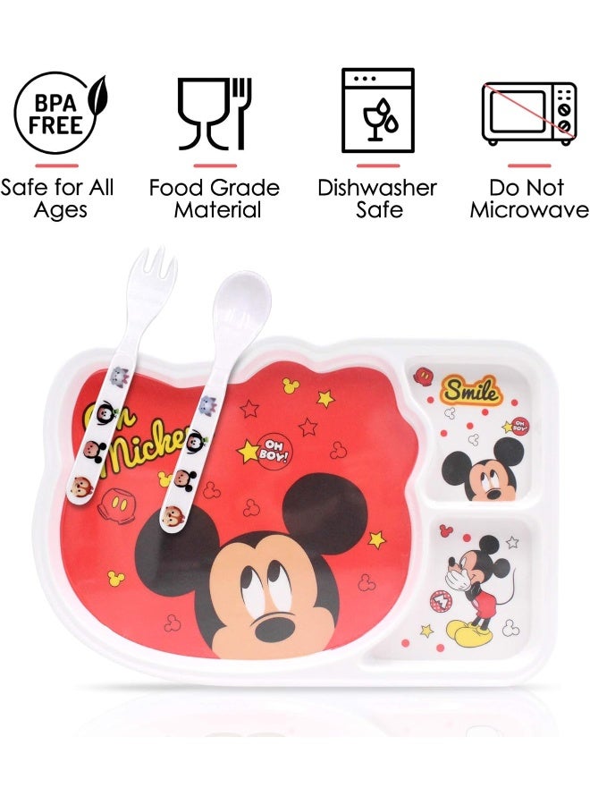 Finex Set of 3 Red Mickey Mouse Mealtime Kids Dinner Meal Dishes Feeding Set - Image 3