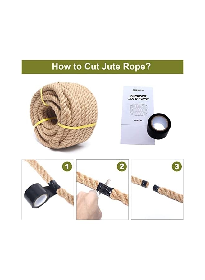 The Bros Natural Jute Twine Hemp Rope 30mm/ 1.2inches Thick10 Meter Long Jute Rope, Heavy Duty Strong Jute Twine | Soft Durable Strong Rope For Crafts Marine Towing etc  - Image 2