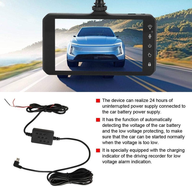 klarako Car Dash Camera Hardwire Kit Drive Recorder 24 Hours Monitoring Power Cable, Voltage Detection, Low Voltage Power-Off Protection - Image 3