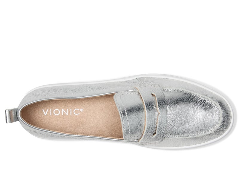 Vionic Uptown Loafer/Moc Shoes Silver Metallic Leather 8 M - Image 2