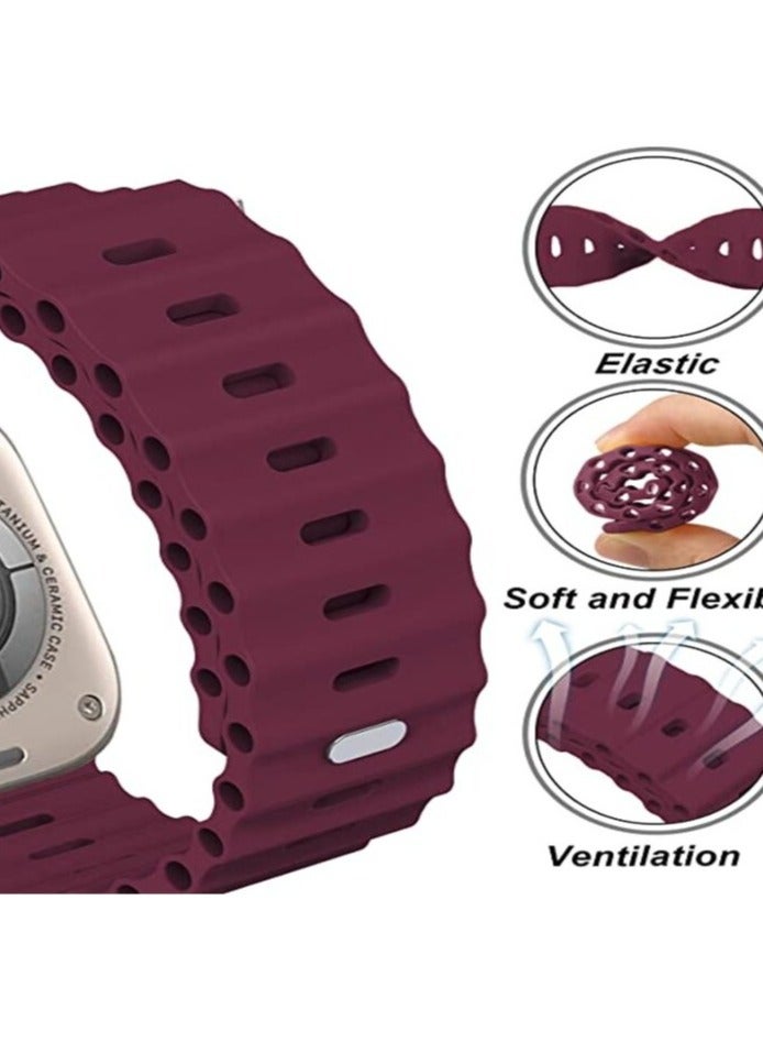 Alpine Loop for Apple Watch 49mm 45mm, Woven Loop with Metal Sport Band with iWatch Band Series Ultra 8 7 6 5 4 3 2 1 SE - Deep Red  - Image 4