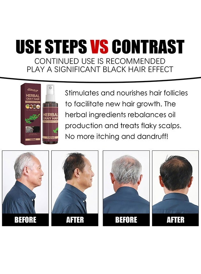 SOUTH MOON Herbal Gray Hair，Polygonum Multiflorum And Ginger Black Hair Liquid, Herbal Extracts Nourish And Repair Gray Hair-100ml - Image 3