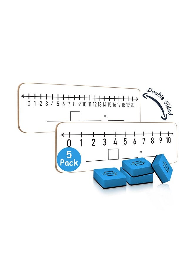 Scribbledo - 5 Pack Dry Erase Number Line White Boards 4X12Inch Lapboard Durable Portable Double Sided Numbers 1 Thru 10 And 20 Math White Board For Kids Students Classroom Whiteboard Math Manipulatives - Image 1