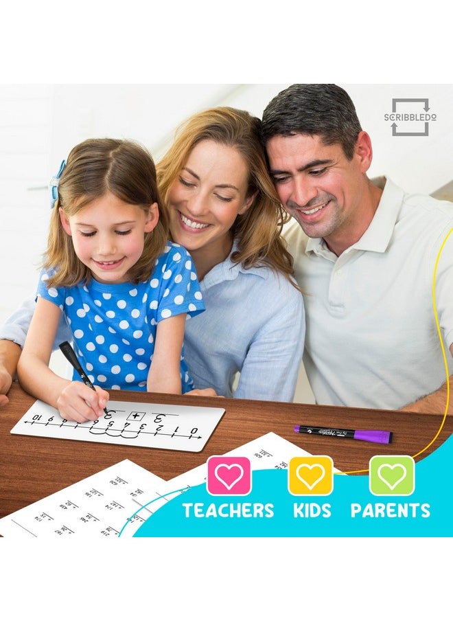 Scribbledo - 5 Pack Dry Erase Number Line White Boards 4X12Inch Lapboard Durable Portable Double Sided Numbers 1 Thru 10 And 20 Math White Board For Kids Students Classroom Whiteboard Math Manipulatives - Image 1