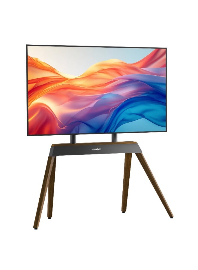 WISFOR Floor TV Stand for 40-86 Inch TVs, Wooden Tripod Design with Heavy Duty Steel Frame, Adjustable Portable Corner TV Mount, Universal Easel Style for LED LCD Flat Screens - Image 1