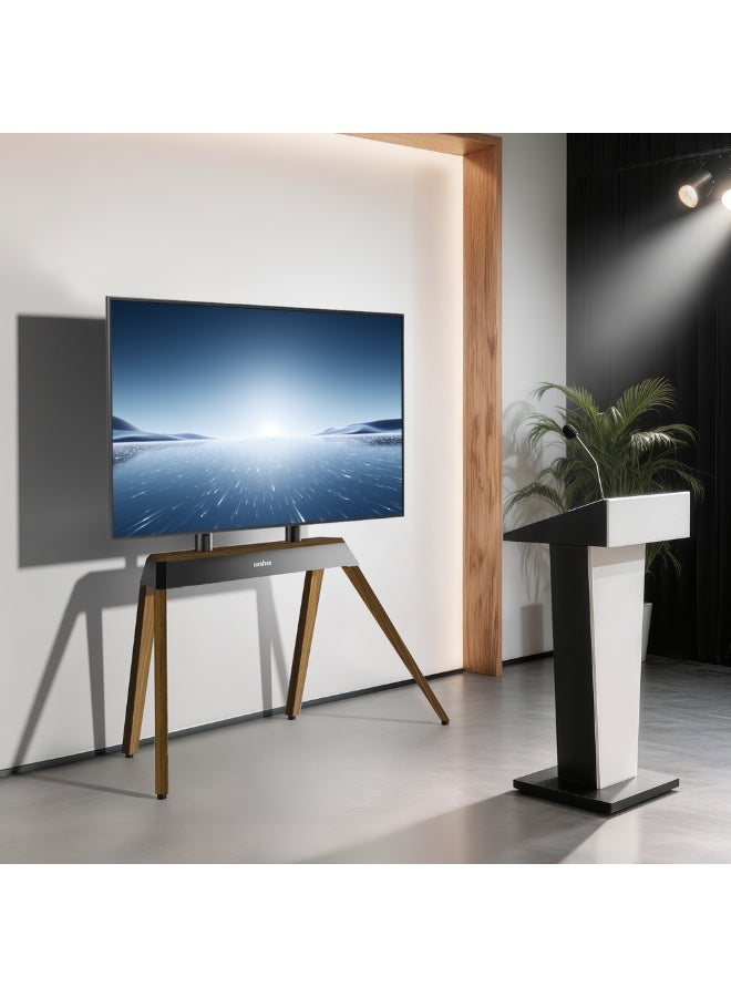 WISFOR Floor TV Stand for 40-86 Inch TVs, Wooden Tripod Design with Heavy Duty Steel Frame, Adjustable Portable Corner TV Mount, Universal Easel Style for LED LCD Flat Screens - Image 3