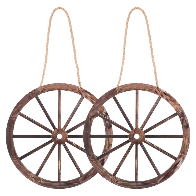 Wooden Wheels,Rustic Wall Art for Vintage Home Decor,Sturdy Wood Material - Image 1