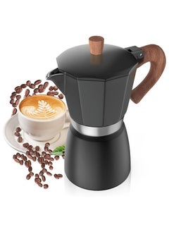 Hihonor Moka Pot, Stovetop Espresso Maker, Italian Coffee Maker, Coffee Pot, 3 Cup Aluminium Stovetop Camping Espresso Maker, Manual Cuban Coffee Percolator for Cappuccino or Latte, 150 ML, Black  - Image 1