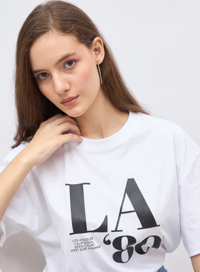 Styli Styli Graphic Print Oversized Longline T-Shirt