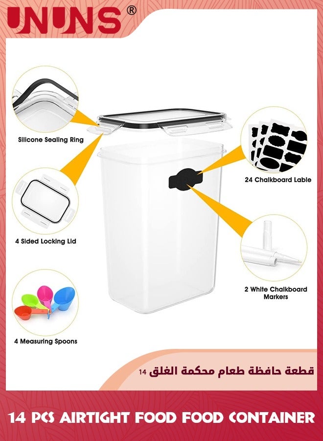 UNUNS Airtight Food Storage Container Set,14 Pcs Clear Food Storage Container With Lid,BPA-Free Cereal And Snack Containers With Lables And Small Spoon For Kitchen Pantry Organization And Storage - Image 3