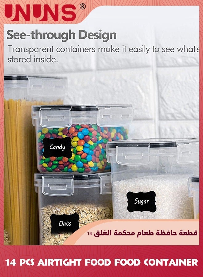 UNUNS Airtight Food Storage Container Set,14 Pcs Clear Food Storage Container With Lid,BPA-Free Cereal And Snack Containers With Lables And Small Spoon For Kitchen Pantry Organization And Storage - Image 4