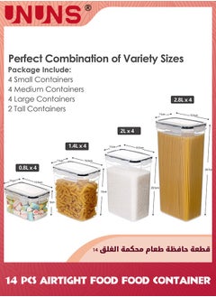 UNUNS Airtight Food Storage Container Set,14 Pcs Clear Food Storage Container With Lid,BPA-Free Cereal And Snack Containers With Lables And Small Spoon For Kitchen Pantry Organization And Storage  - Image 5