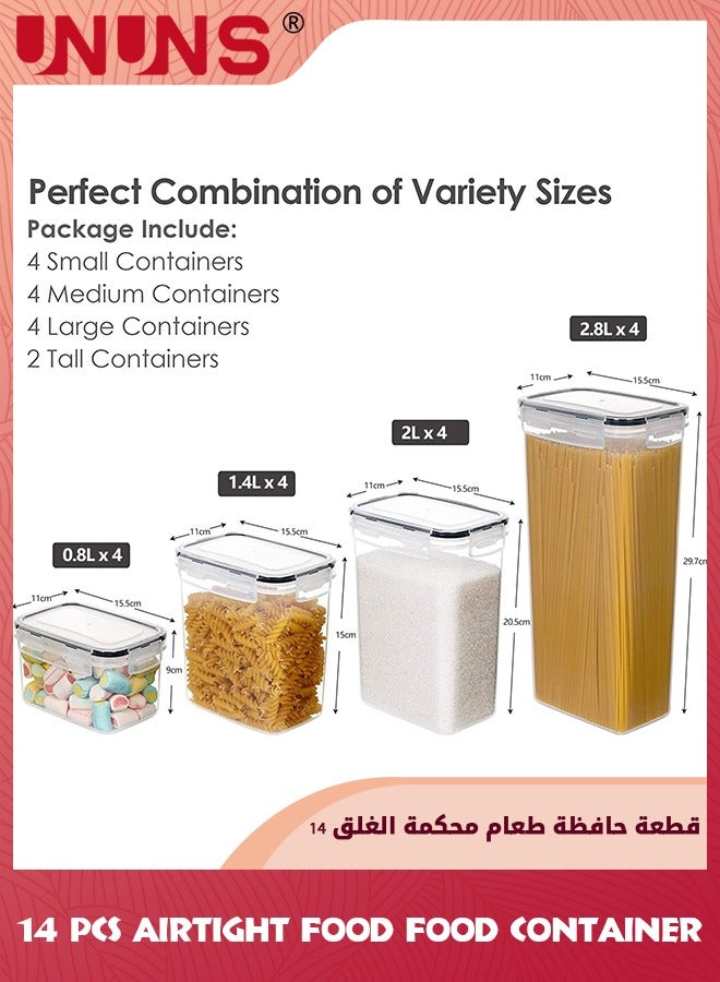 UNUNS Airtight Food Storage Container Set,14 Pcs Clear Food Storage Container With Lid,BPA-Free Cereal And Snack Containers With Lables And Small Spoon For Kitchen Pantry Organization And Storage - Image 5